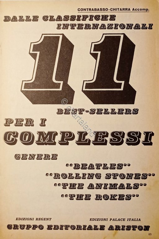 Spartiti - Dalle Classifiche Internazionali 11 Best-Sellers per i Complessi …