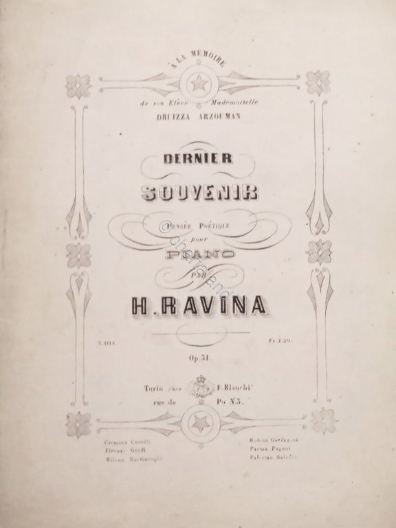 Spartiti - Dernier - Souvenir pour Piano par H. Ravina …