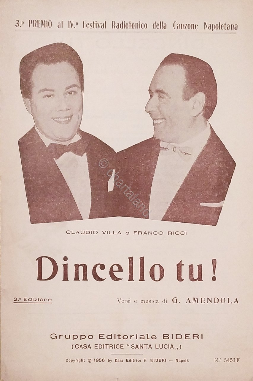 Spartiti - Dincello tu! di G. Amendola - Claudio Villa …