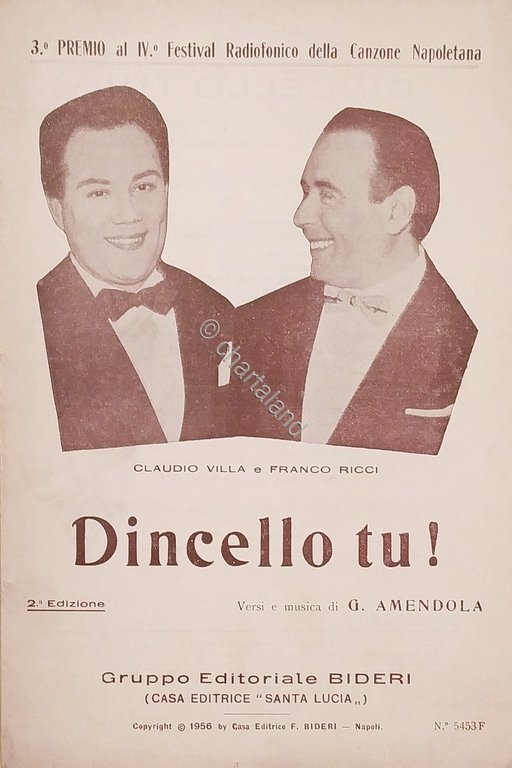 Spartiti - Dincello tu! di G. Amendola - Claudio Villa …