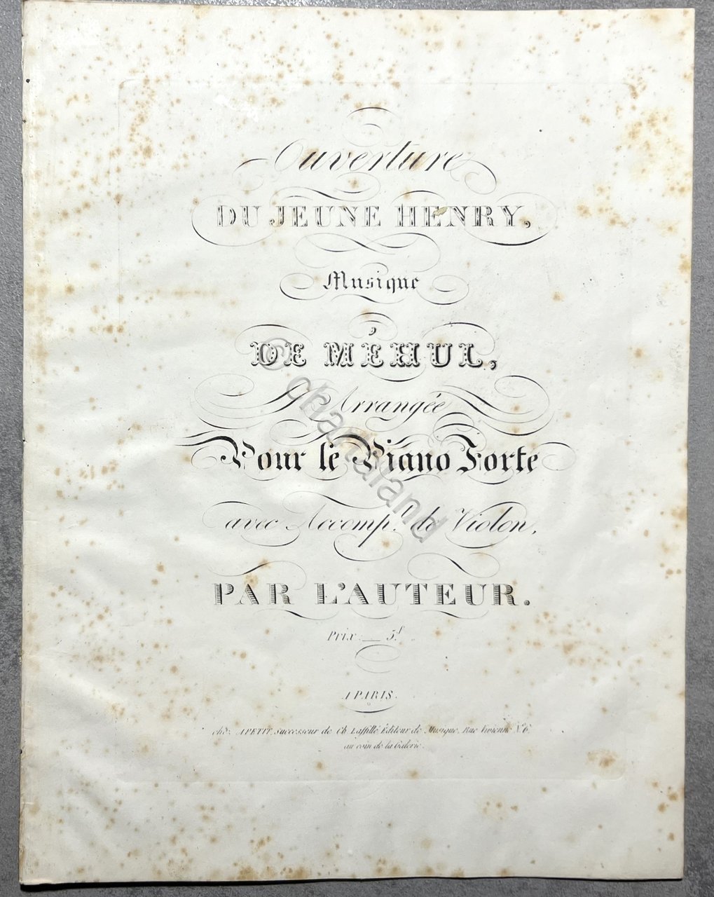 Spartiti - Du Jeune Henri - Musique de Méhul por …