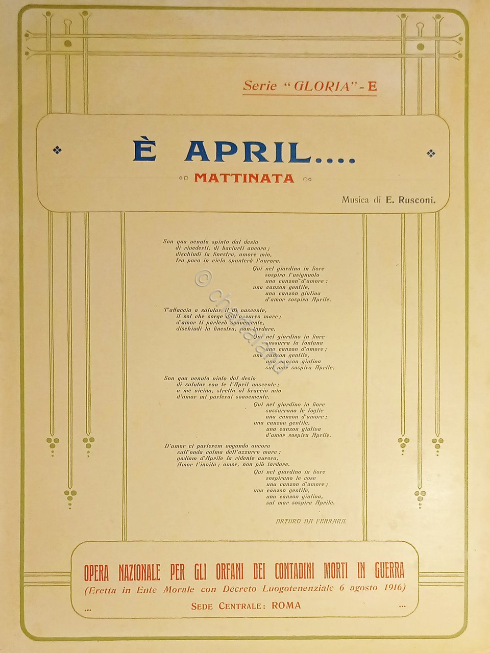 Spartiti - E' April... - Mattinata per Canto e Piano …