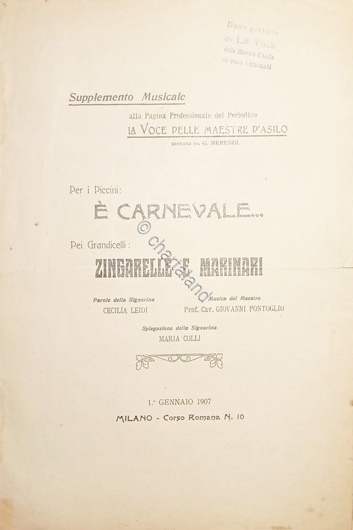 Spartiti - E Carnevale... - Zingarelle e Marinari di G. …