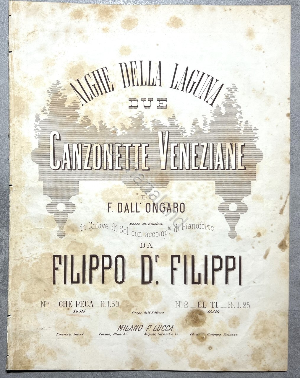 Spartiti - El Ti - Canzonetta Veneziana di F. Filippi