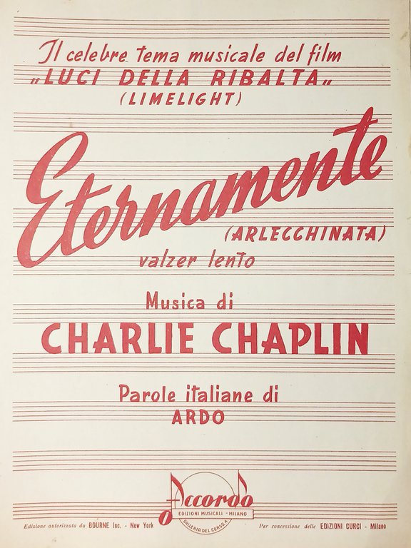 Spartiti - Eternamente - Valzer Lento dal film Luci della Ribalta - C. Chaplin