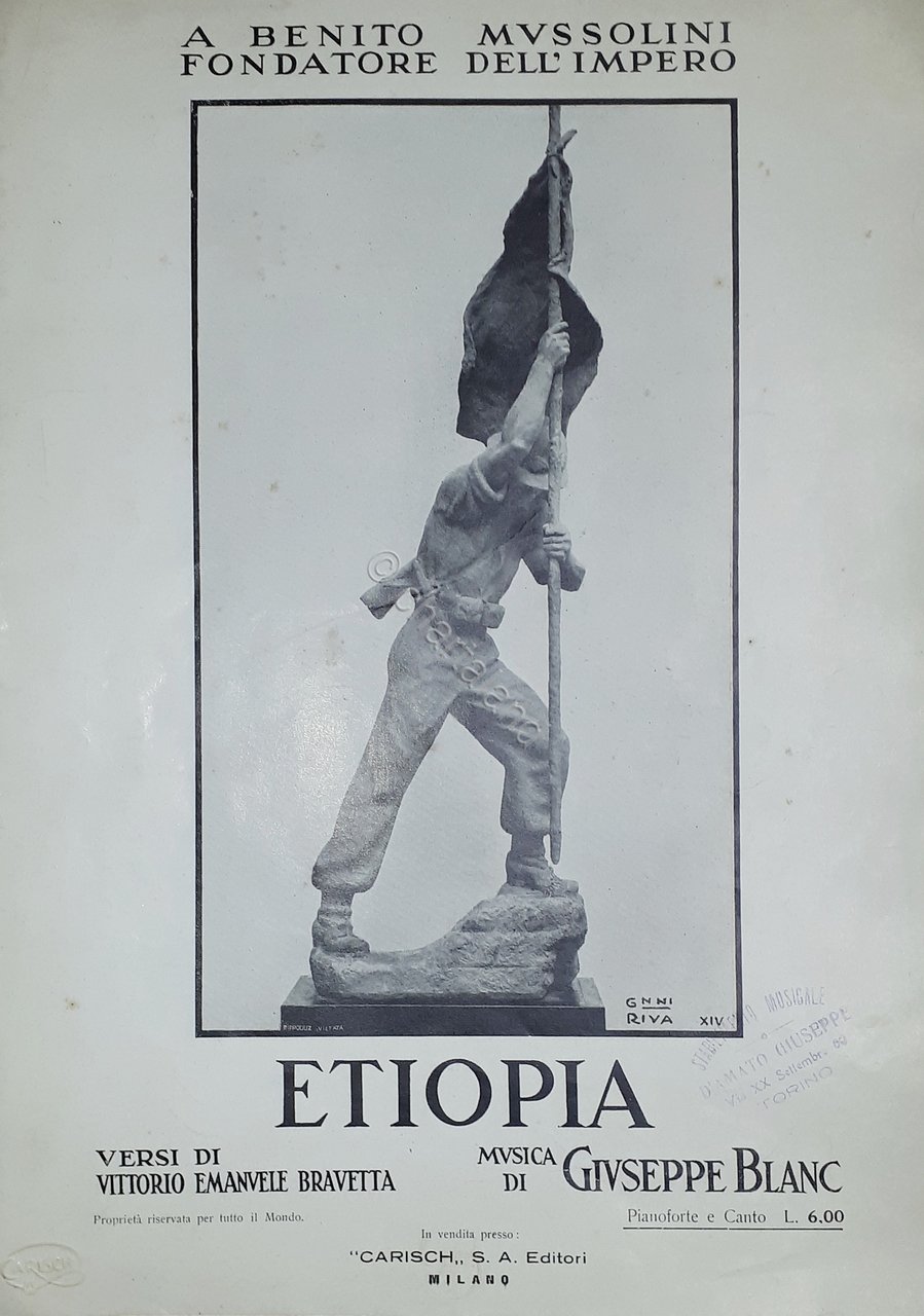 Spartiti - Etiopia - Versi di V. E. Bravetta - … | Immagine principale