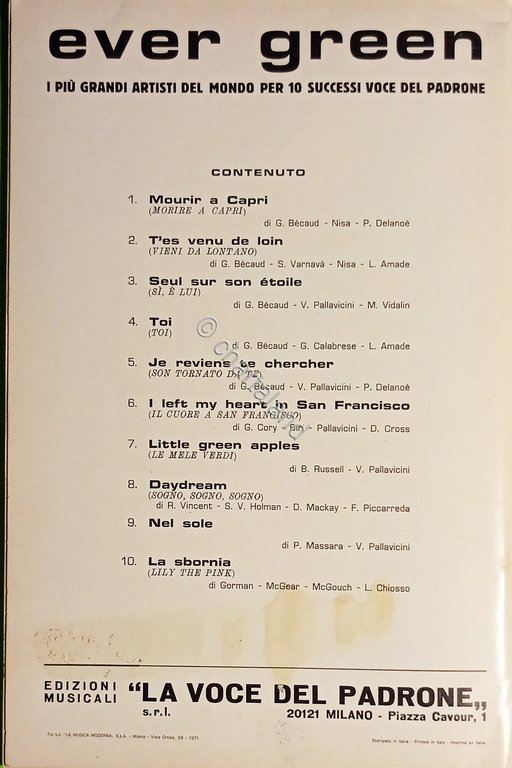 Spartiti - Ever Green - Grandi Artisti del Mondo per …