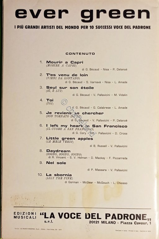 Spartiti - Ever Green - Grandi Artisti del Mondo per …