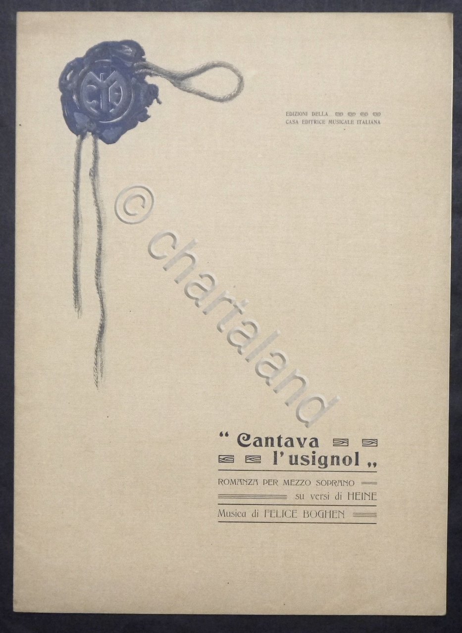 Spartiti - F. Boghen - Cantava l'usignol - Romanza per …