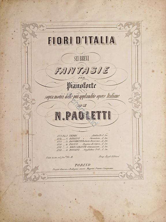 Spartiti - Fiori d'Italia - Fantasia per Pianoforte - Bellini … | Immagine Gallery 2