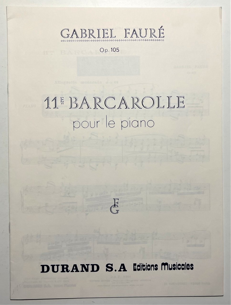 Spartiti - Gabriel Fauré - Op. 105 - II.e Barcarolle …