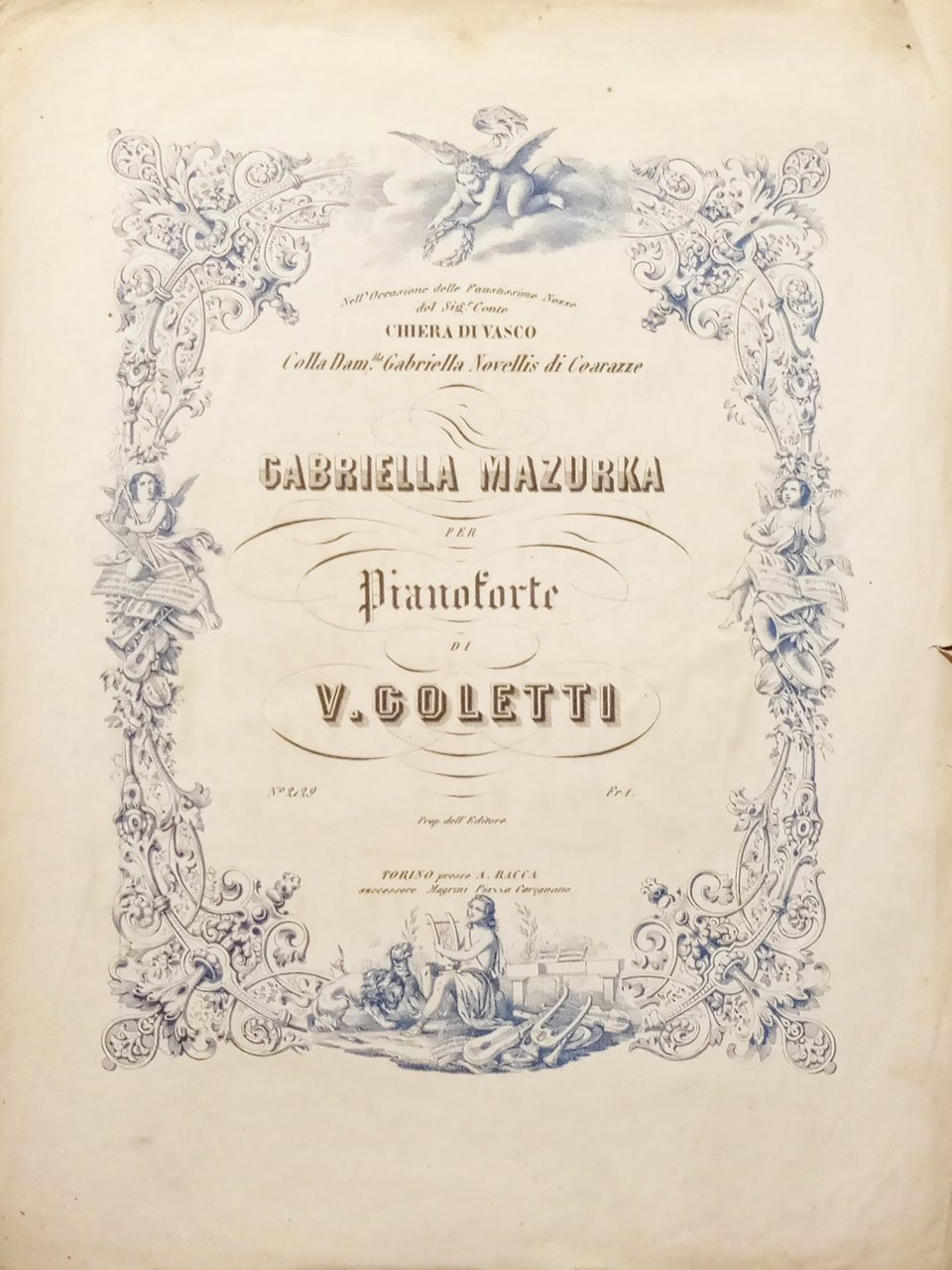 Spartiti - Gabriella Mazurka per Pianoforte di V. Goletti | Immagine principale