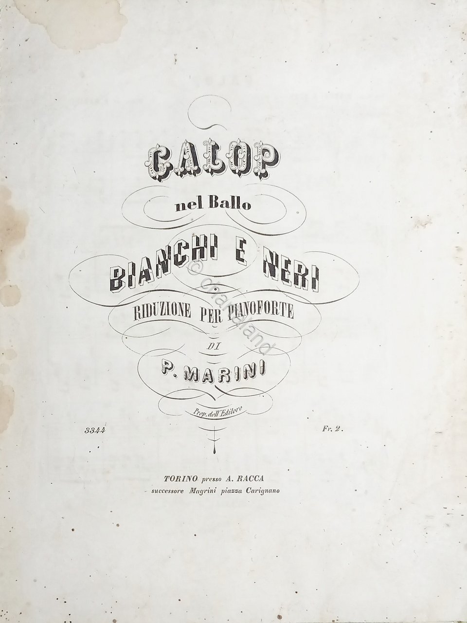 Spartiti - Galop nel Ballo Bianchi e Neri per Pianoforte …