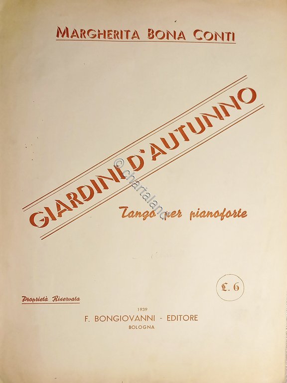 Spartiti - Giardini d'Autunno - Tango per Pinoforte di M. …