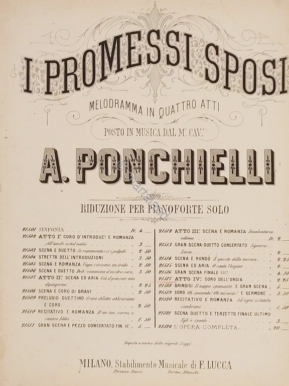 Spartiti - I Promessi Sposi - Atto IV - Coro …