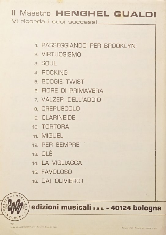 Spartiti - I Successi di Henghel Gualdi - Nuevo Cha …