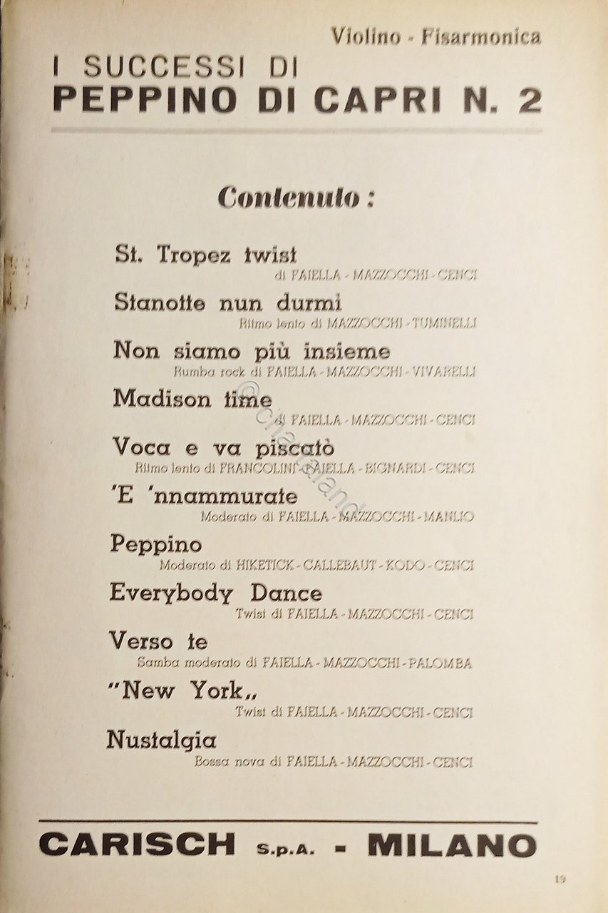 Spartiti - I Successi di Peppino Capri N. 2 - … | Immagine principale