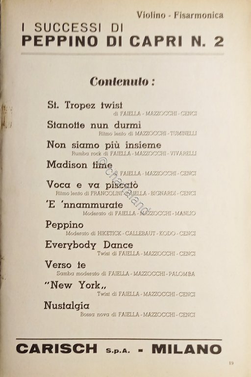 Spartiti - I Successi di Peppino Capri N. 2 - … | Immagine Gallery 2