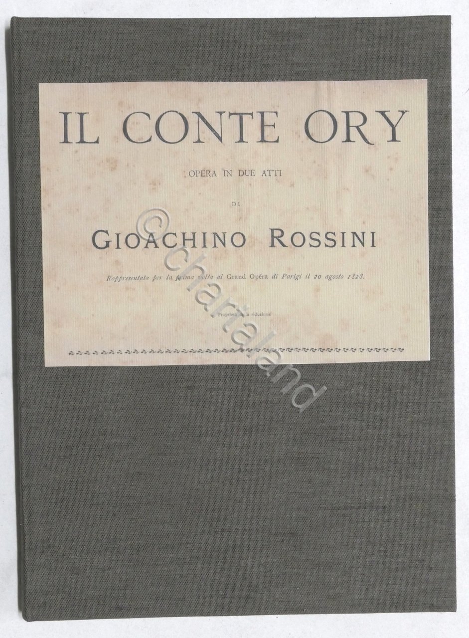 Spartiti - Il Conte Ory - Opera in due atti …