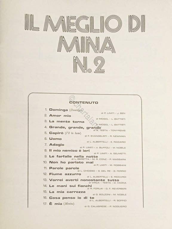 Spartiti - Il Meglio di Mina - Album N. 2 …