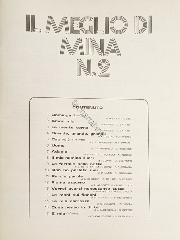 Spartiti - Il Meglio di Mina - Album N. 2 …