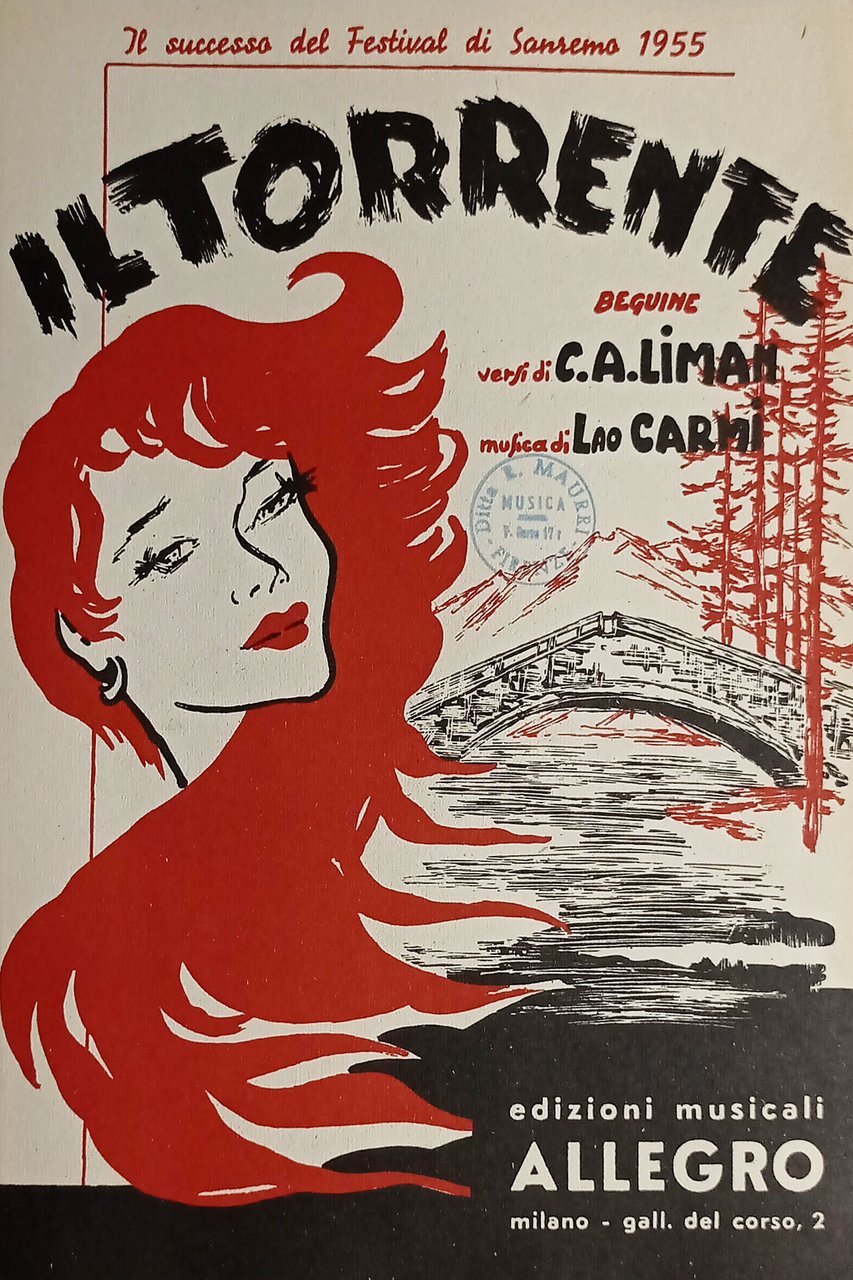 Spartiti - Il Torrente - Canzone Beguine di L. Carmi …