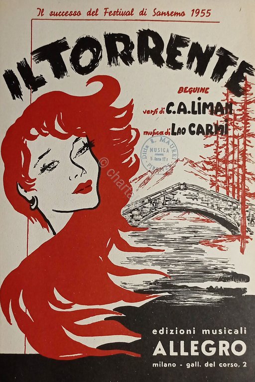 Spartiti - Il Torrente - Canzone Beguine di L. Carmi …