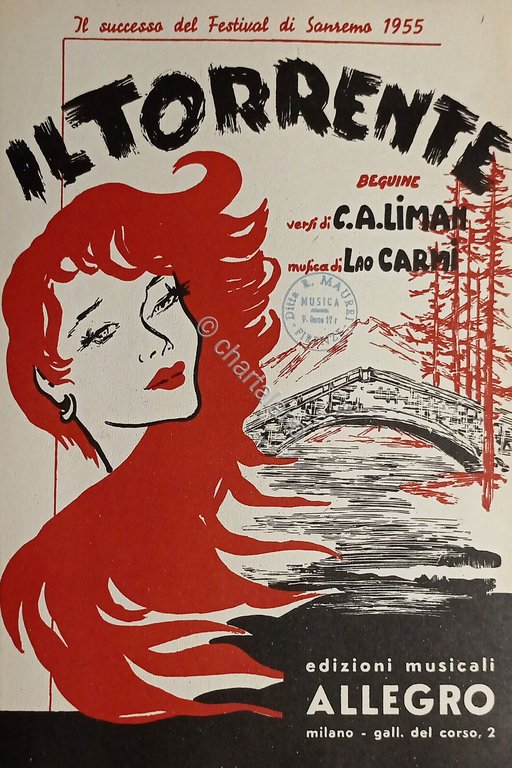 Spartiti - Il Torrente - Canzone Beguine di L. Carmi …