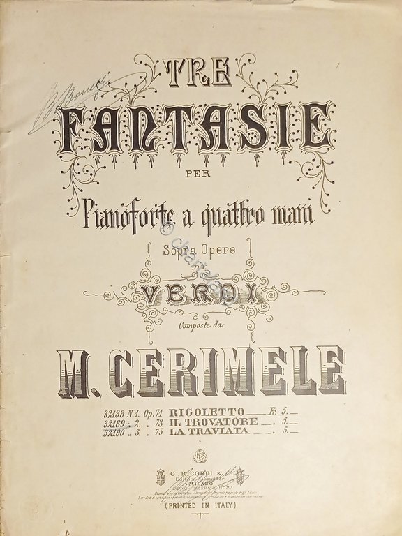 Spartiti - Il Trovatore - Fantasia per Pianoforte a 4 … | Immagine Gallery 2