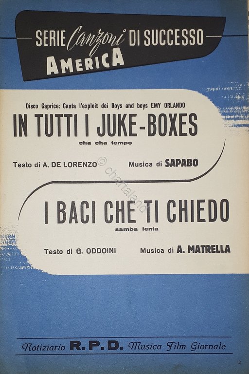 Spartiti - In tutti i Jukeboxes - I baci che ti chiedo - 1960