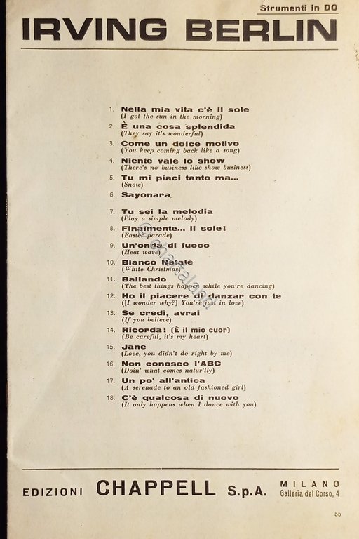 Spartiti - Irving Berlin - Strumenti in DO - 1953 … | Immagine Gallery 2