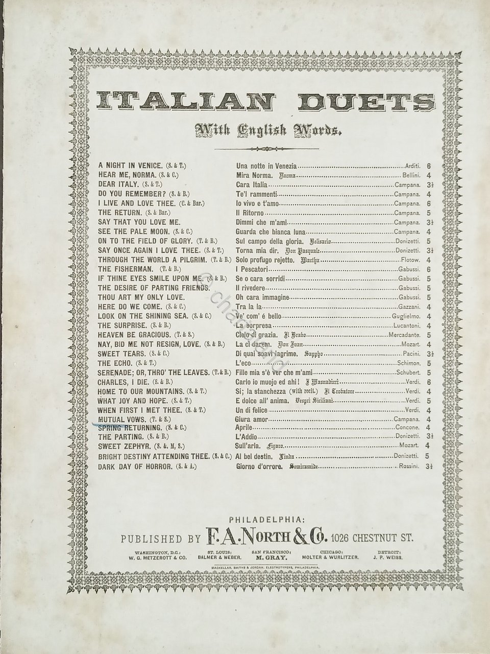 Spartiti - Italien Duets - Mutual Vows - Giura Amor …