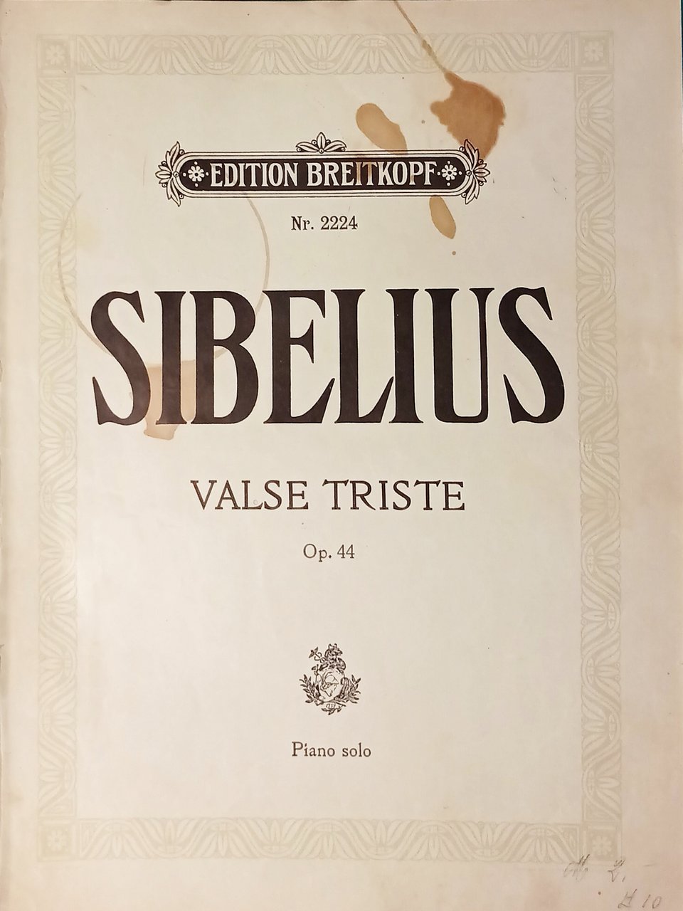 Spartiti - Jean Sibelius - Valse Triste - Drama Kuolema …