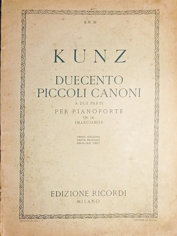 Spartiti - K. M. Kunz - 200 Piccoli Canoni a … | Immagine Gallery 1