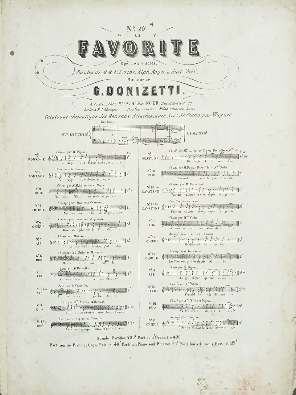 Spartiti - La Favorite di Donizetti - Cavatine Chanté par … | Immagine principale