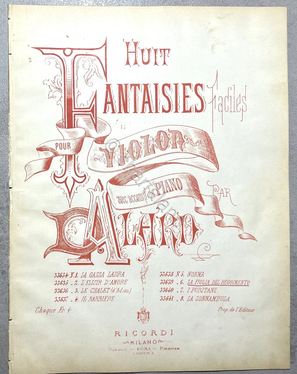 Spartiti - La Figlia del Reggimento - Fantaisie Facile pour …