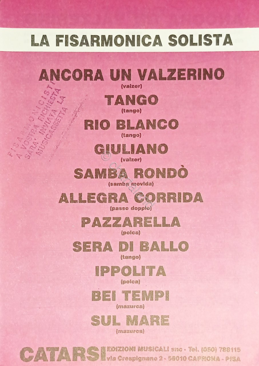 Spartiti - La Fisarmonica Solista - Raccolta di W. Catarsi …