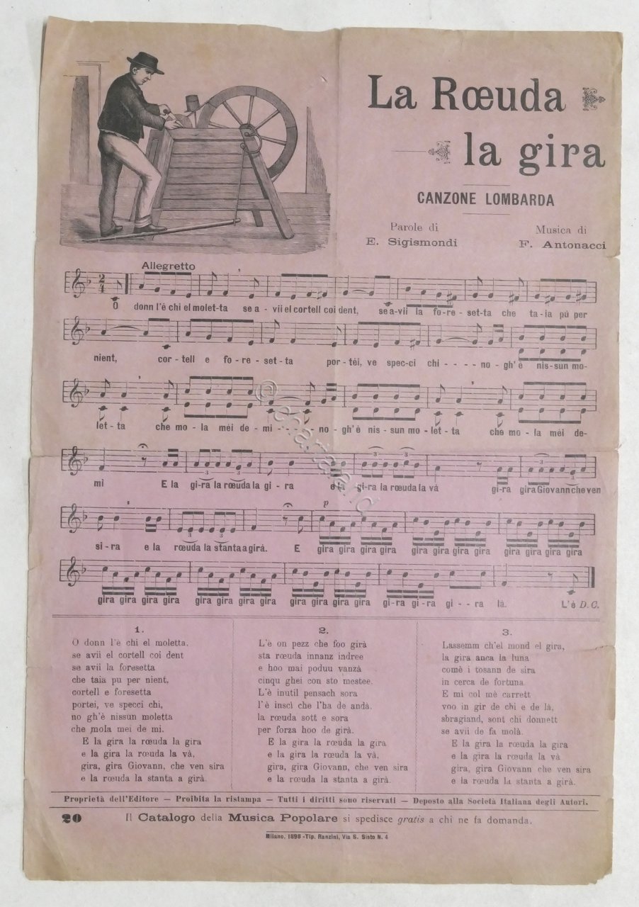 Spartiti - La Roeuda la gira - Canzone lombarda - …