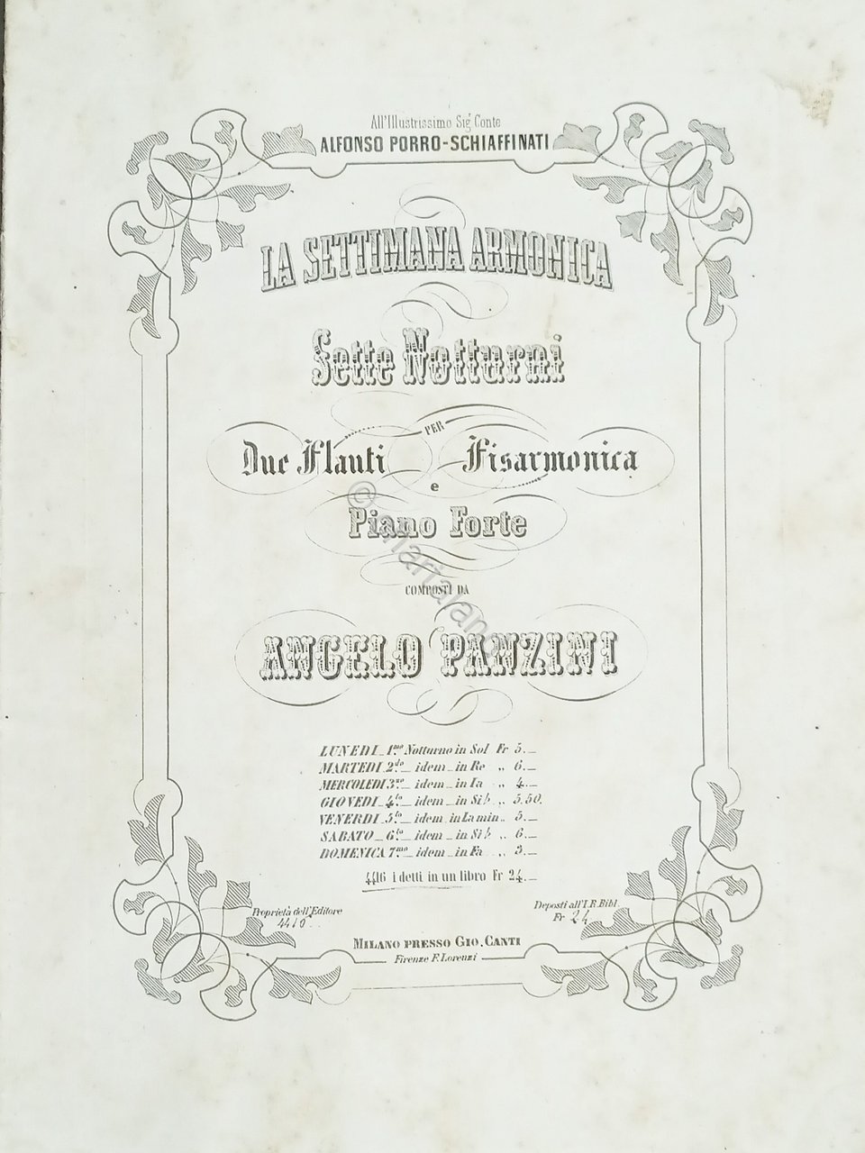 Spartiti - La Settimana Armonica - Sette Notturni per due …