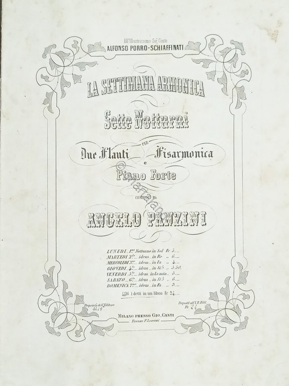 Spartiti - La Settimana Armonica - Sette Notturni per due …