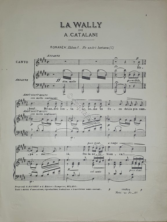 Spartiti - La Wally di A. Catalani | Immagine Gallery 2