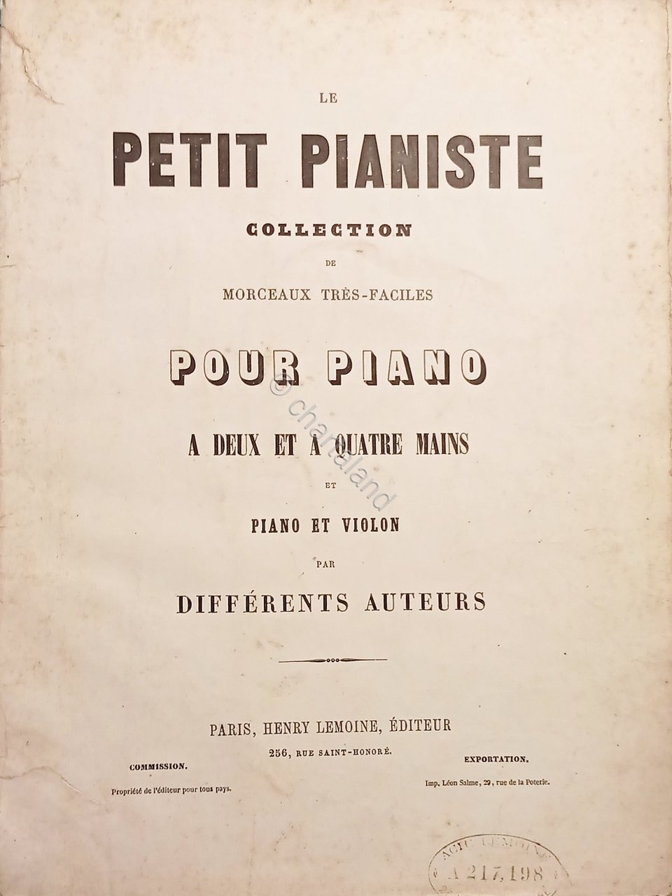 Spartiti - Le Petit Pianiste - Le Turc en Italie …