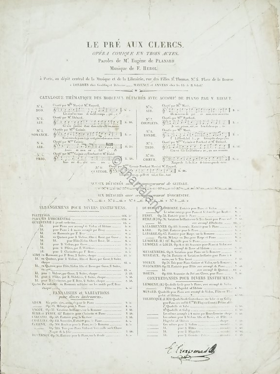 Spartiti - Le Pre aux Clercs - Canto e Piano …