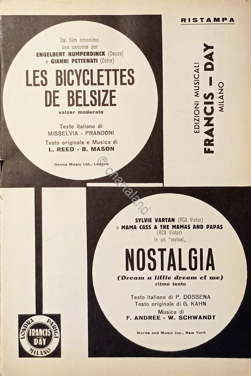 Spartiti - Les Bicyclettes de Belsize (Valzer Moderato) - Nostalgia …