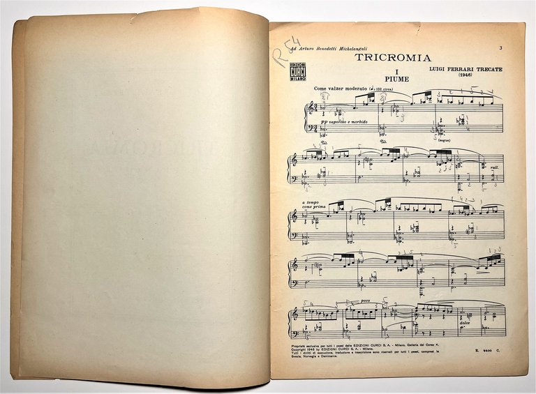 Spartiti - Luigi Ferrari-Trecate - Tricromia per Pianoforte - ed. …