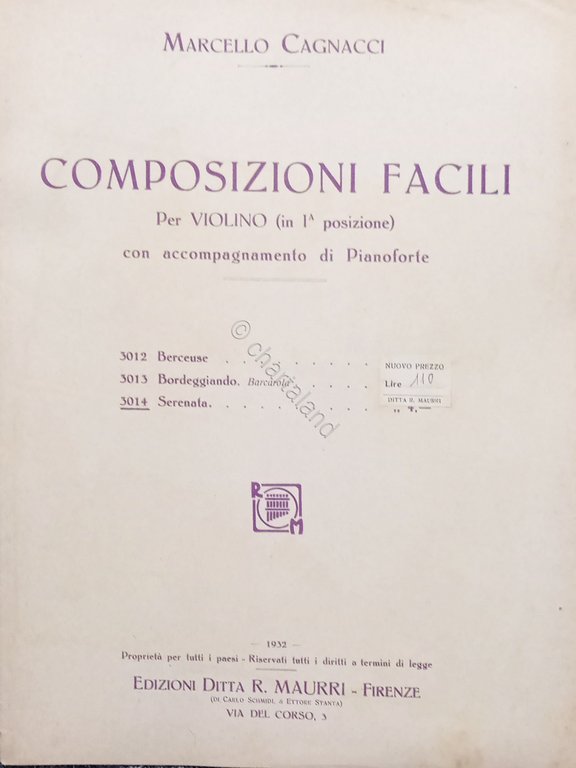 Spartiti - M. Cagnacci - Composizioni Facili per Violino con …