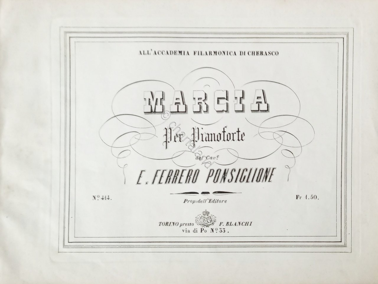 Spartiti - Marcia per Pianoforte di E. Ferrero Ponsiglione