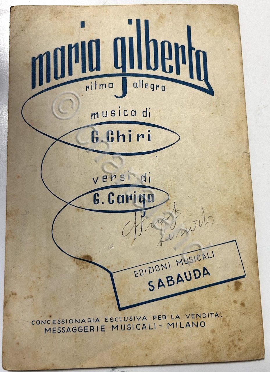 Spartiti - Maria Gilberta - Musica di Chiri - Fisarmonica …