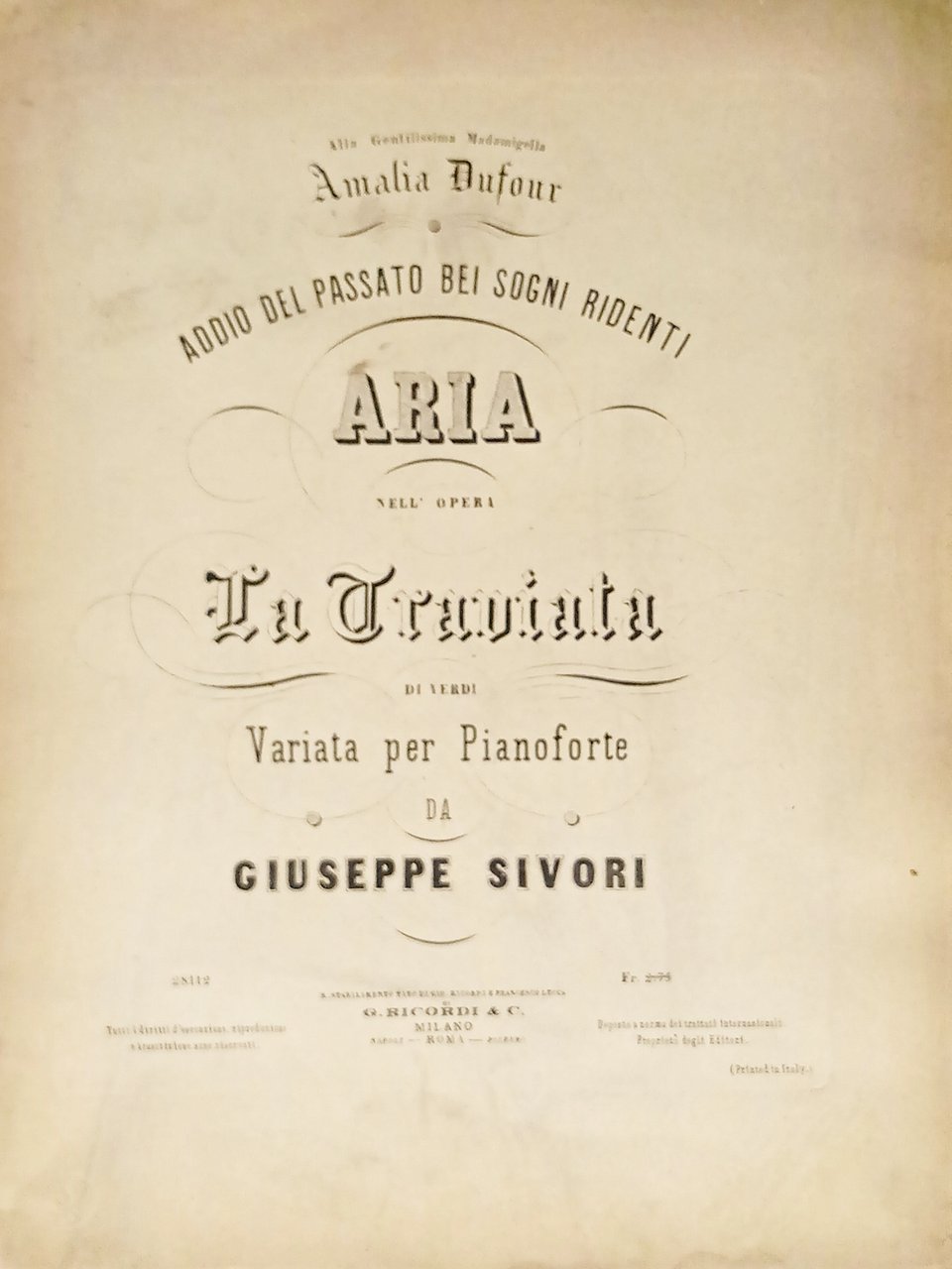 Spartiti - Maria nell'Opera La Traviata per Pianoforte di Giuseppe …