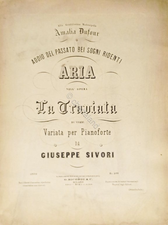 Spartiti - Maria nell'Opera La Traviata per Pianoforte di Giuseppe …